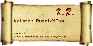 Kriston Ruszlána névjegykártya